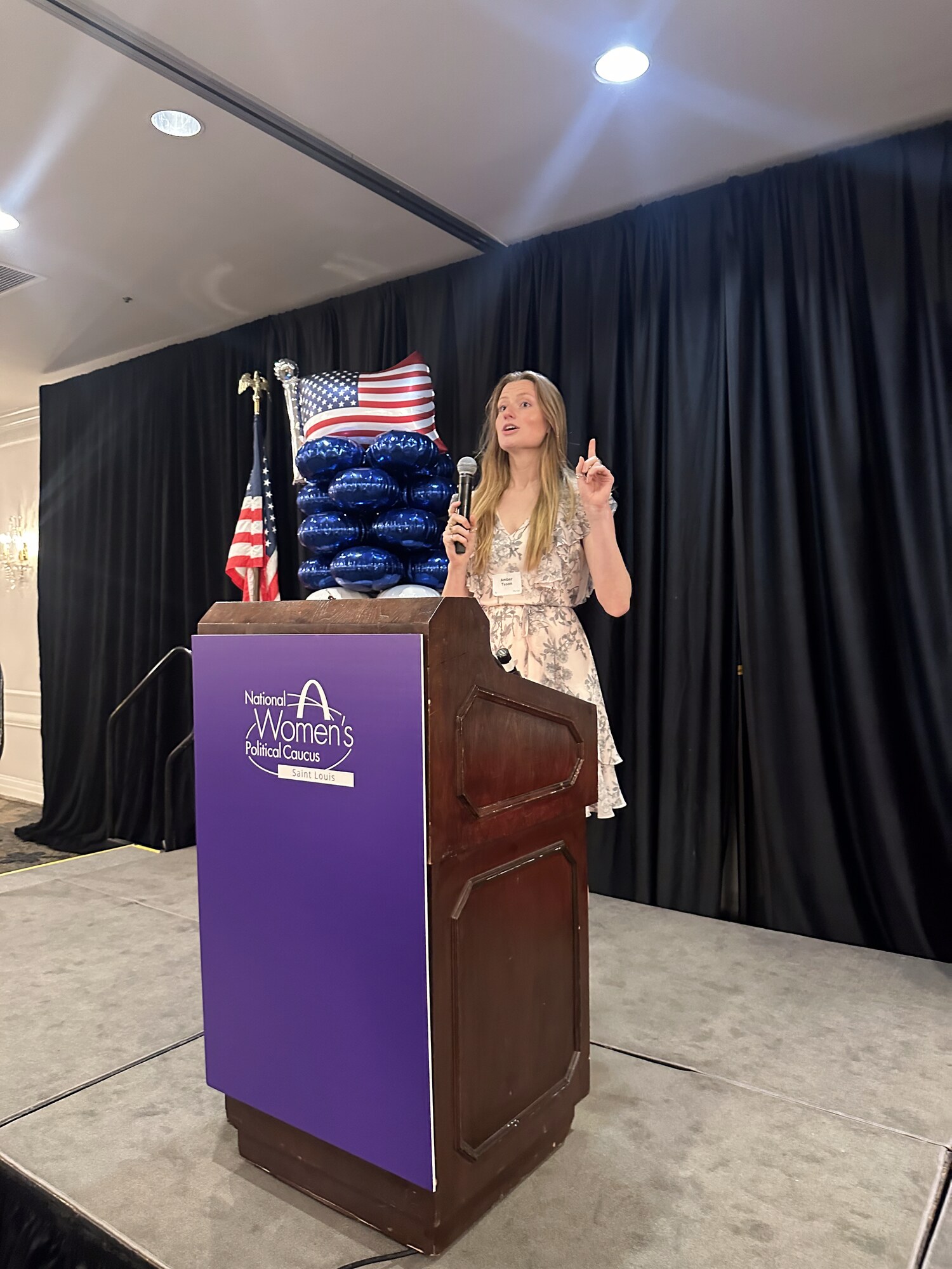 Amber at a National Women's Political Caucus event